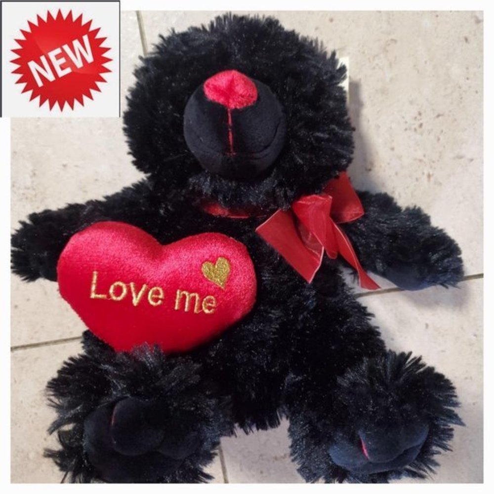 NWT Teddy Bear Black Love Me Valentines Day